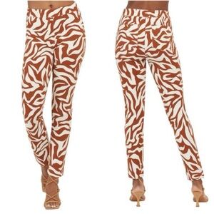 Spanx Stylish Brown and White Patterned Women's Pants Size M